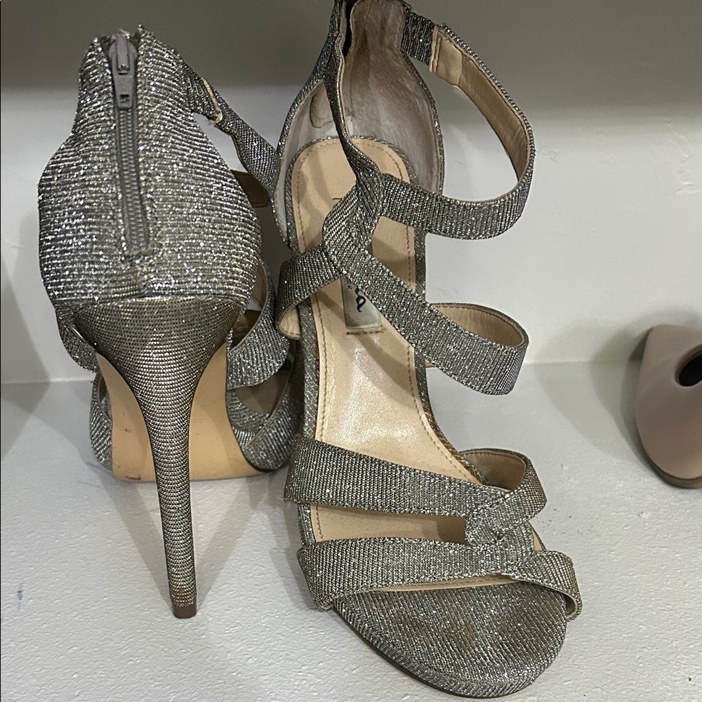 Nina Glittering Silver Strappy Heels